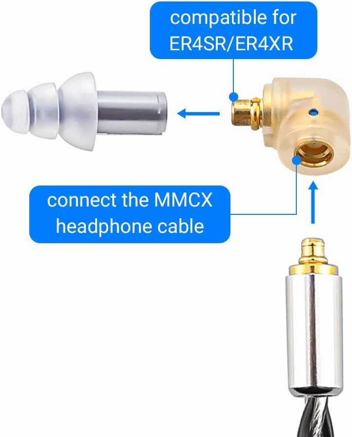 A Pair MMCX Cable Connector Adapter ER4P to MMCX Suitable for MMCX Cable Connected Etymotic ER4SR ER4XR ER3XR ER3SE ER2XR ER2SE Earphone Transparent Etymotic Series Earphone Connector (Transparent)