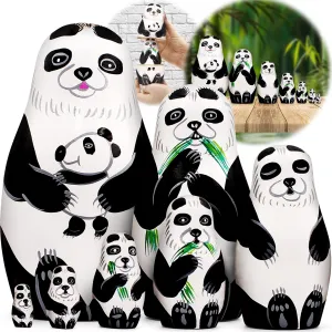 AEVVV Cute Nesting Dolls Panda Set 7 pcs - Panda Figurines - Nesting Panda Bears - Russian Stacking Dolls