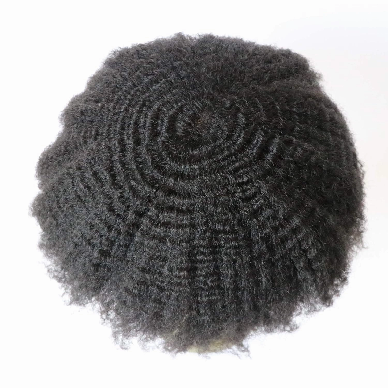 AfroToupee For Men African American Wigs 360 Wave Male Hair Unit 6MM weave Afro Mans Toupee Hairpiece Human Hair 8x10inch Replacement Invisible Pu Natural Looking African Curly1# System