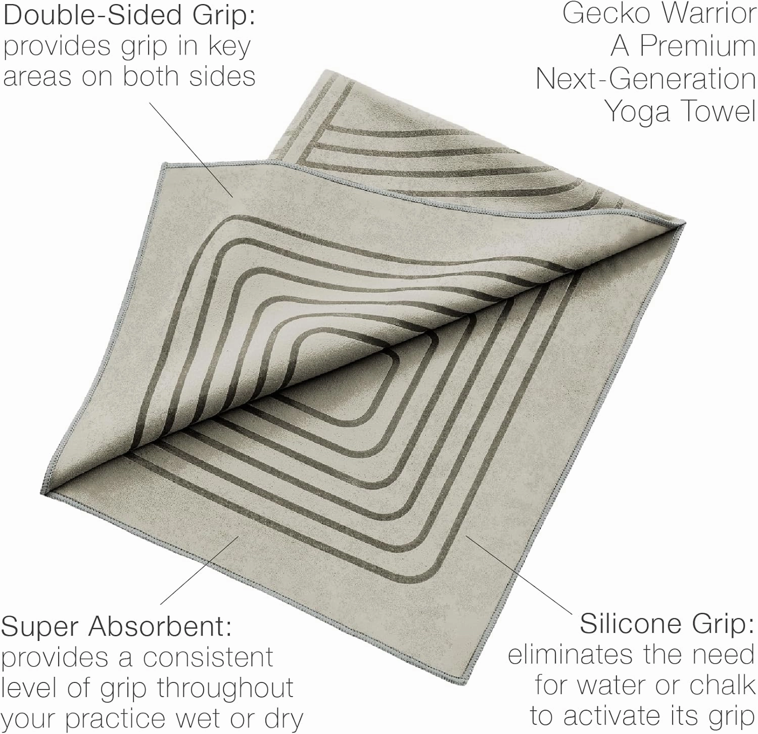 agoy Gecko Warrior - Next-Gen Microfiber Yoga Towel - Double-Sided Silicone Non-Slip Grip – Ideal for Hot Yoga - Ultra Absorbent, Easy to Wash, Travel-Friendly - 30% Recycled Material - Free Wet Bag