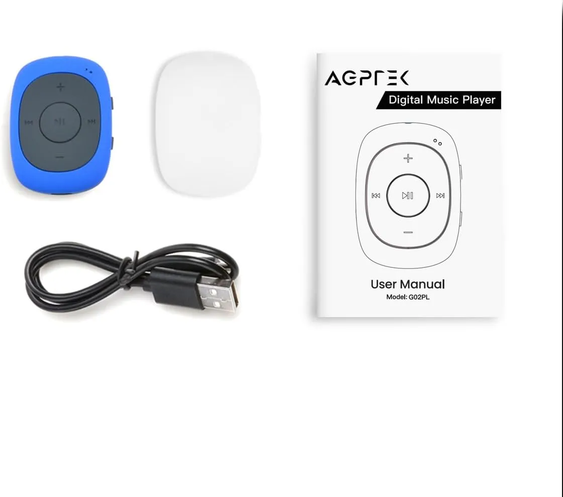 AGPTEK 64GB Clip MP3 Player with FM Shuffle, Portable Music Player with Sweatproof Silicone Case for Sports