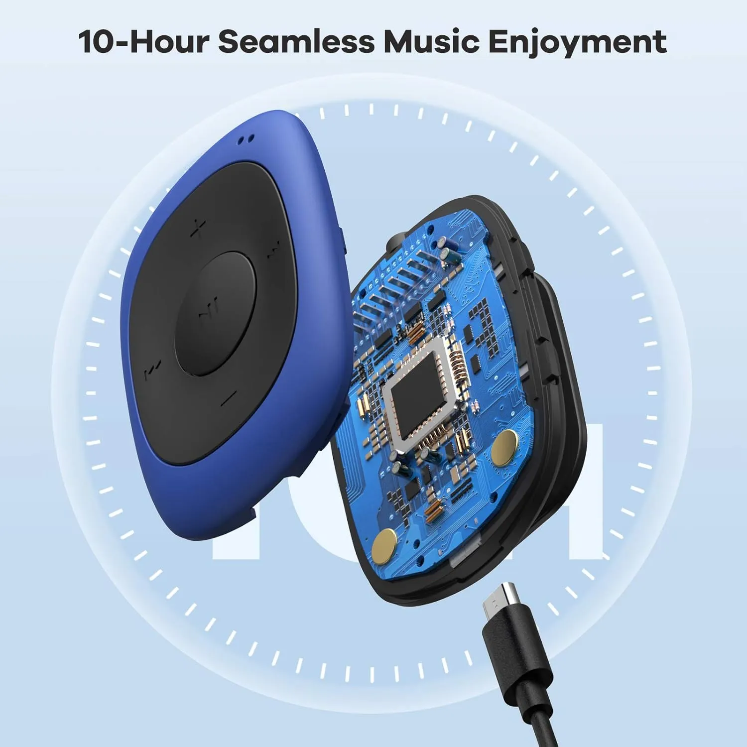 AGPTEK 64GB Clip MP3 Player with FM Shuffle, Portable Music Player with Sweatproof Silicone Case for Sports