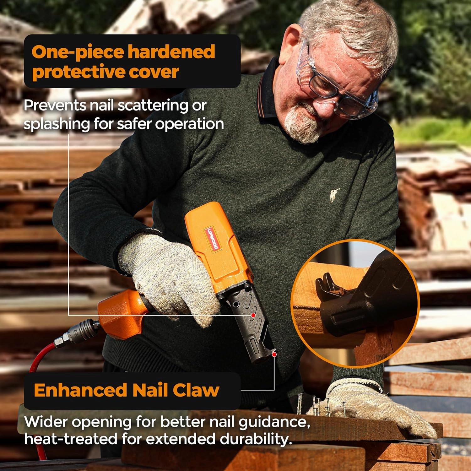 Air Nail Puller Nail Remover Pneumatic Denailer Tool for Recycled Wood Fence Pallet (Ideal for soft or medium-hard woods)