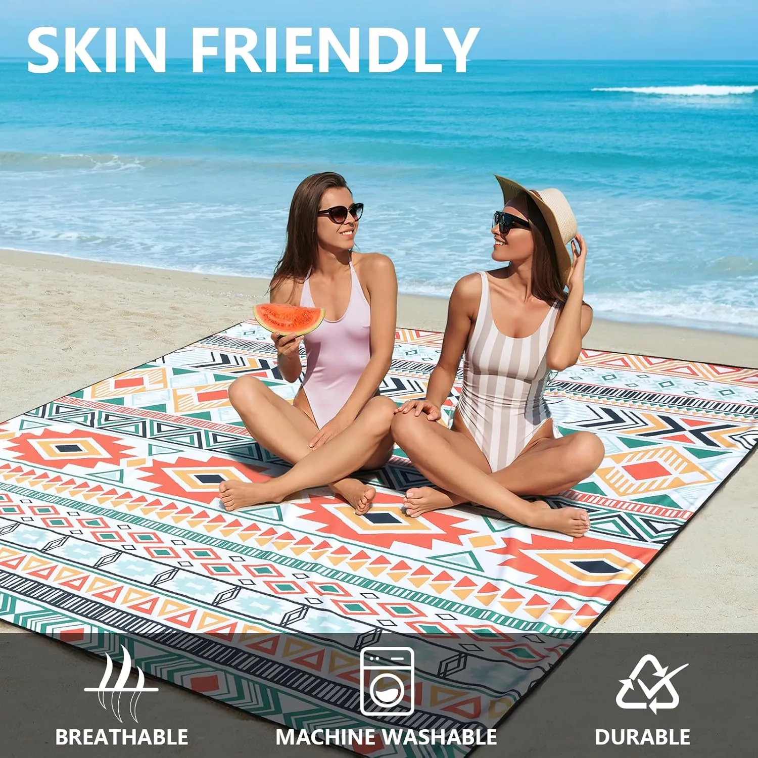 AISPARKY Beach Blanket Waterproof Sandproof, Oversized Large Beach Mat 79" X 83"/120"x108" for 1-8 Adults, Quick Drying&Compact&Lightweight, Picnic Mat Vacation Essentials for Beach Camping Travel