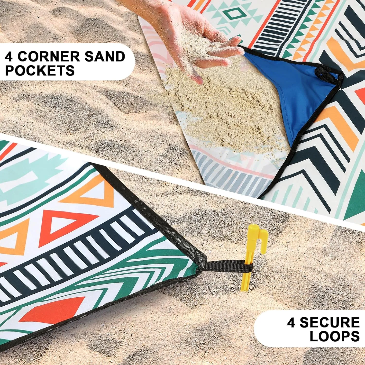 AISPARKY Beach Blanket Waterproof Sandproof, Oversized Large Beach Mat 79" X 83"/120"x108" for 1-8 Adults, Quick Drying&Compact&Lightweight, Picnic Mat Vacation Essentials for Beach Camping Travel