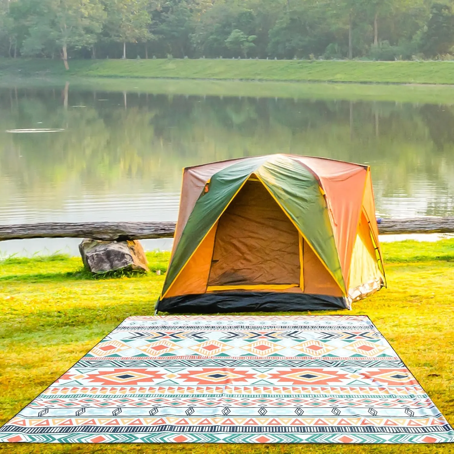 AISPARKY Beach Blanket Waterproof Sandproof, Oversized Large Beach Mat 79" X 83"/120"x108" for 1-8 Adults, Quick Drying&Compact&Lightweight, Picnic Mat Vacation Essentials for Beach Camping Travel
