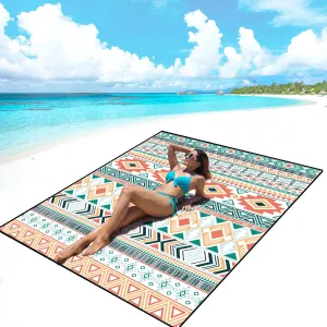 AISPARKY Beach Blanket Waterproof Sandproof, Oversized Large Beach Mat 79" X 83"/120"x108" for 1-8 Adults, Quick Drying&Compact&Lightweight, Picnic Mat Vacation Essentials for Beach Camping Travel