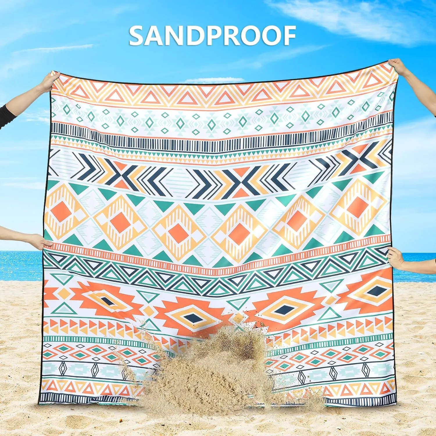 AISPARKY Beach Blanket Waterproof Sandproof, Oversized Large Beach Mat 79" X 83"/120"x108" for 1-8 Adults, Quick Drying&Compact&Lightweight, Picnic Mat Vacation Essentials for Beach Camping Travel