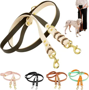 Albcorp Braided Hands-Free Dog Leash – Small & Medium Sizes, 7.2 ft Long – PVC Coated, Adjustable for Cross-Body, Waist, or Handheld Use – Waterproof, Customizable & Durable. Cream/Green, Medium