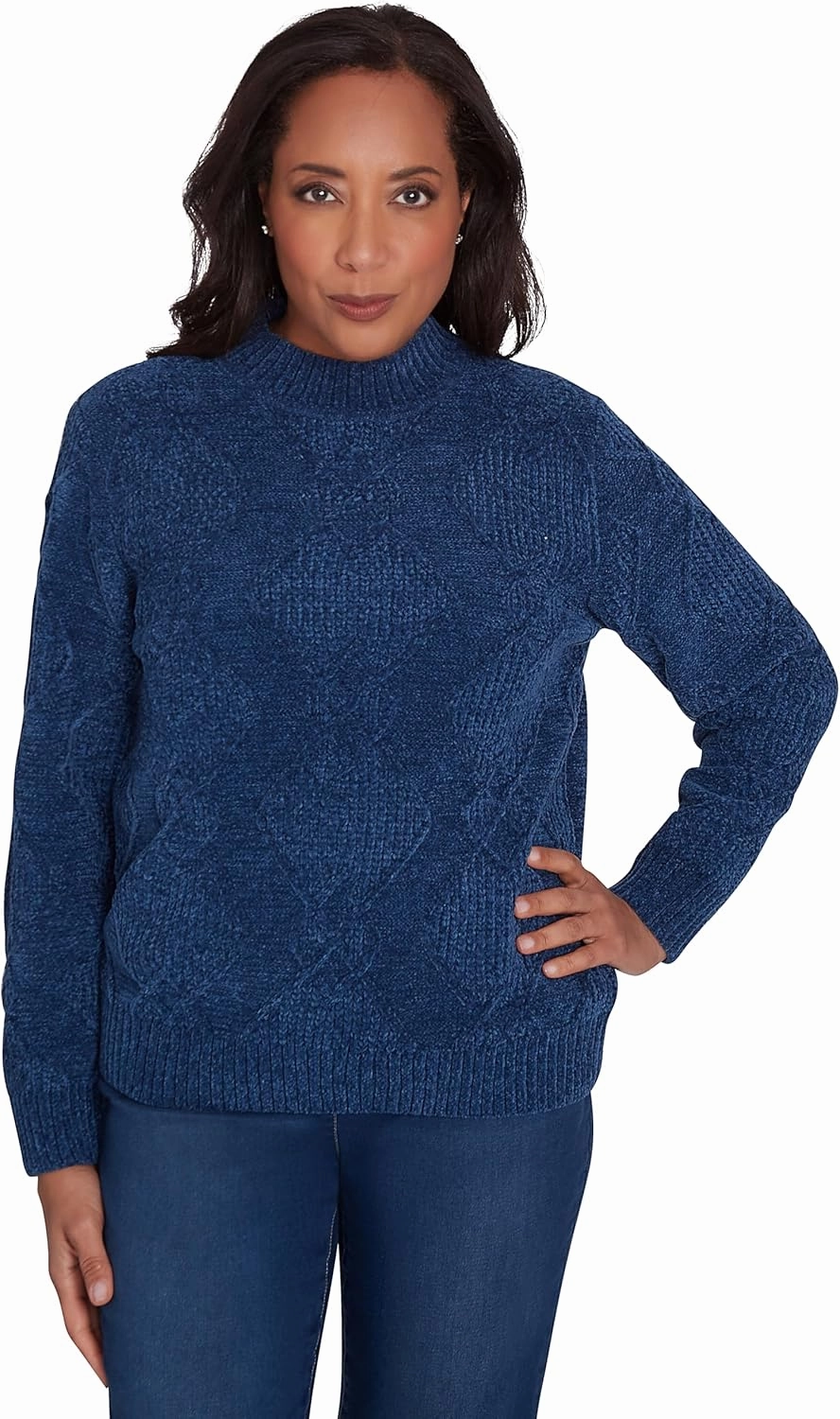 Alfred Dunner Classic Pattern Soft Turtleneck Sweater