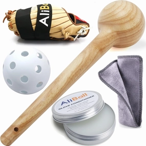 AliBall Professional Baseball/Softball Glove Break-in Conditioning Kit - 5 Piece Set with Solid Construction Mallet, Universal Fit for Adult & Youth