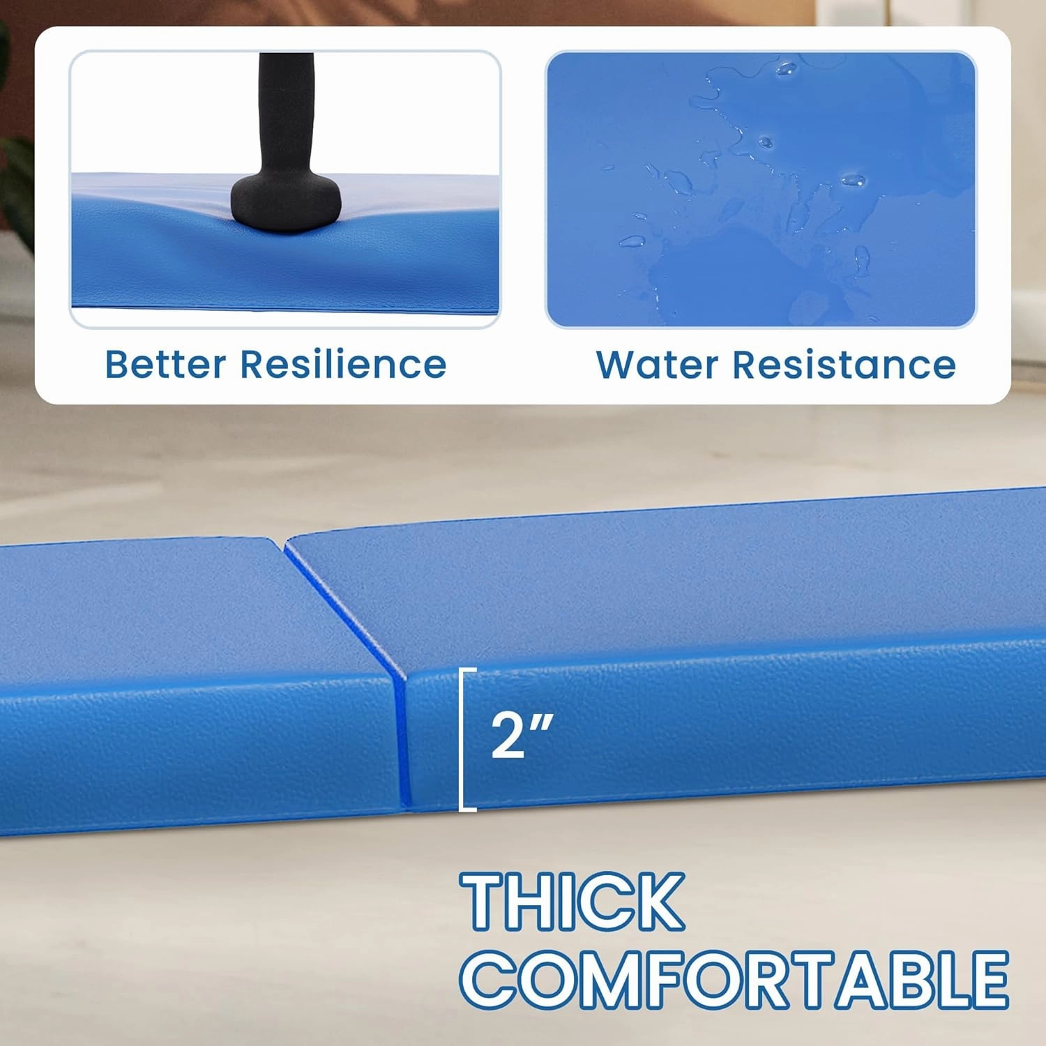 All Purpose Extra Thick High Density Anti Tear Gymnastics Gym Folding Exercise Aerobics Mats, Multiple Sizes and Colors Available