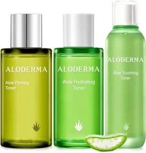 Aloderma Aloe Toner Set, 3 Pieces - Hydrating Toner, Firming Toner, Soothing Toner
