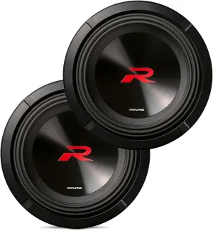 Alpine 2X R2-W8D2, R Series 8" Dual 2 Ohm Voice Coil Subwoofers - Pair