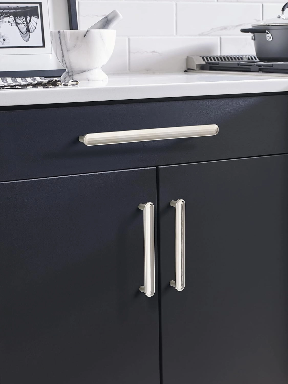 Amerock | Cabinet Pull | Polished Nickel | 5-1/16 inch (128 mm) Center to Center | Concentric | 1 Pack | Drawer Pull | Drawer Handle | Cabinet Hardware