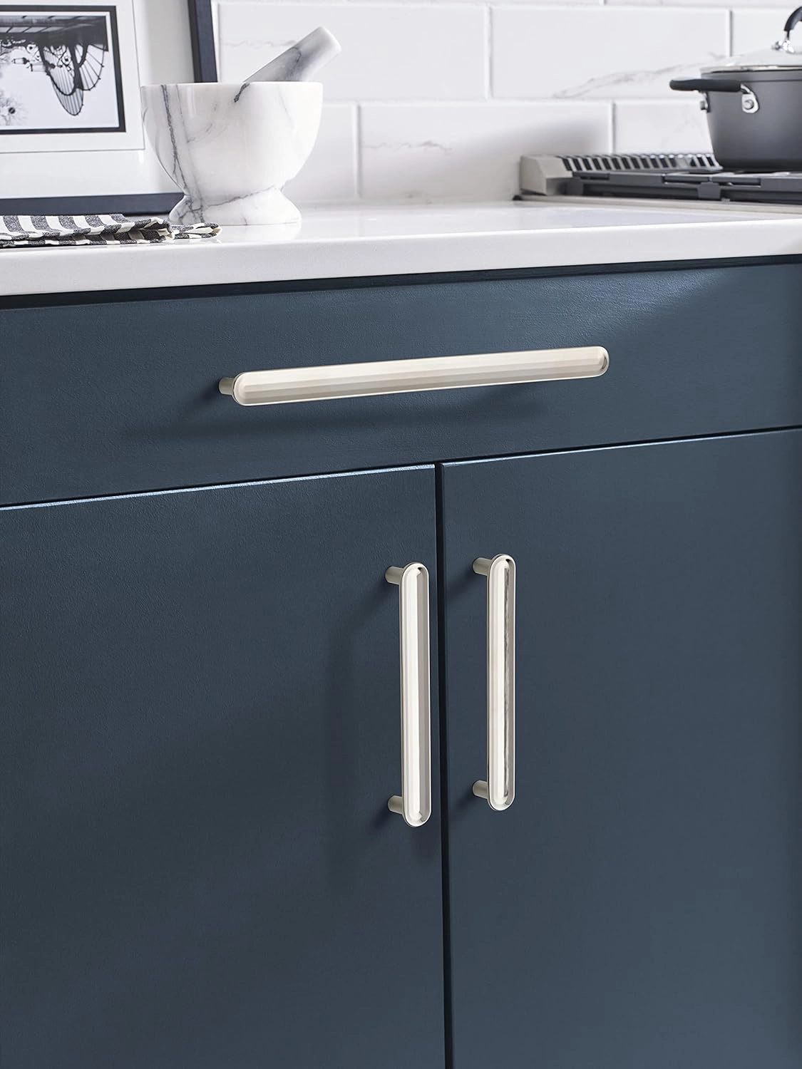 Amerock | Cabinet Pull | Polished Nickel | 5-1/16 inch (128 mm) Center to Center | Concentric | 1 Pack | Drawer Pull | Drawer Handle | Cabinet Hardware