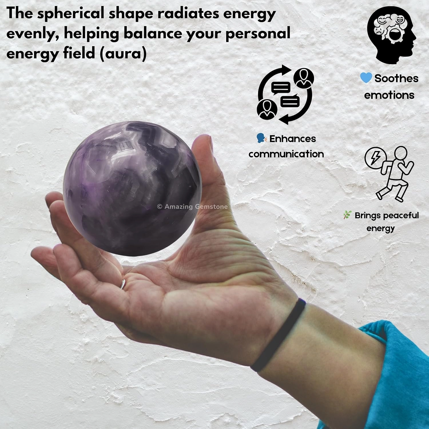 Amethyst Chevron Crystal Ball with Stand - 2" Inches Crystal Sphere Meditation Balls for Witchcraft and Decorative Balls