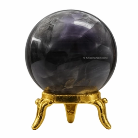 Amethyst Chevron Crystal Ball with Stand - 2" Inches Crystal Sphere Meditation Balls for Witchcraft and Decorative Balls