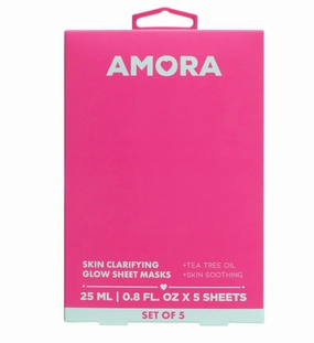 Amora Skin Clarifying Glow Sheet Masks Set Of 5 (0.8 Fl.Oz)