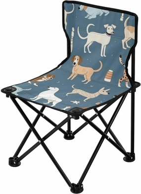 Animal Dogs Portable Outdoor Folding Chair Anti-Slip Padded Oxford Cloth Stool Camping Chair Small for Beach Hiking Fishing Gardening Quad Camp Chair