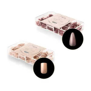 Apres Nail Neutrals Gel-X Mia Natural Stiletto Short & Alex Natural Square Short Box of Tips Bundle | Includes 300 Gel-X Tips | Premium Quality | 11 Sizes 00-9
