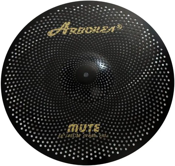 Arborea Low Volume Cymbal Pack 8pcs Black Quiet Practice Cymbals for Drums Set 10"/12"Splash/14"Hihats/16"Crash/18"Crash/20"Ride/18"China Silent Cymbal with Cymbal Bag