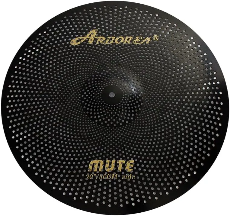 Arborea Low Volume Cymbal Pack 8pcs Black Quiet Practice Cymbals for Drums Set 10"/12"Splash/14"Hihats/16"Crash/18"Crash/20"Ride/18"China Silent Cymbal with Cymbal Bag