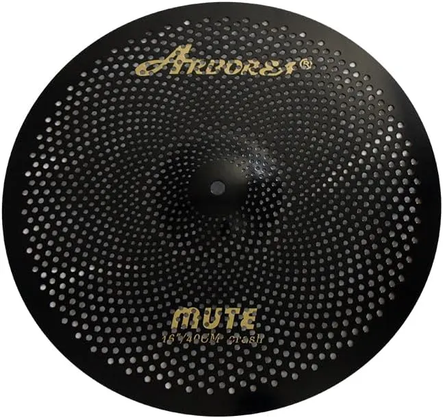 Arborea Low Volume Cymbal Pack 8pcs Black Quiet Practice Cymbals for Drums Set 10"/12"Splash/14"Hihats/16"Crash/18"Crash/20"Ride/18"China Silent Cymbal with Cymbal Bag