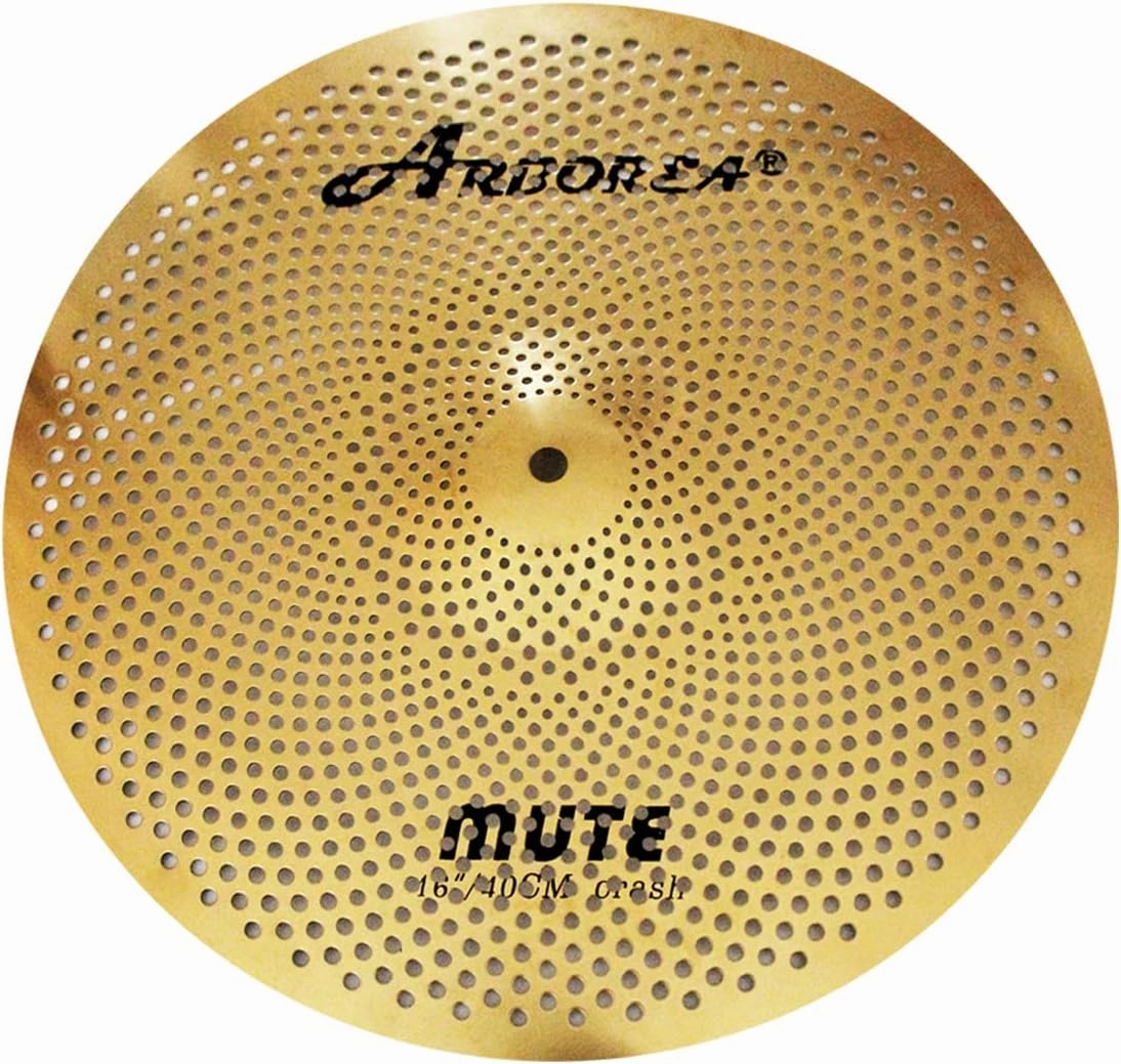 Arborea Low Volume Cymbal Pack 5 Piece Set 14"Hihats,16"Crash,18"Crash,20"Ride Quiet Cymbal Plus Bag Golden Mute Drum Practice Cymbal