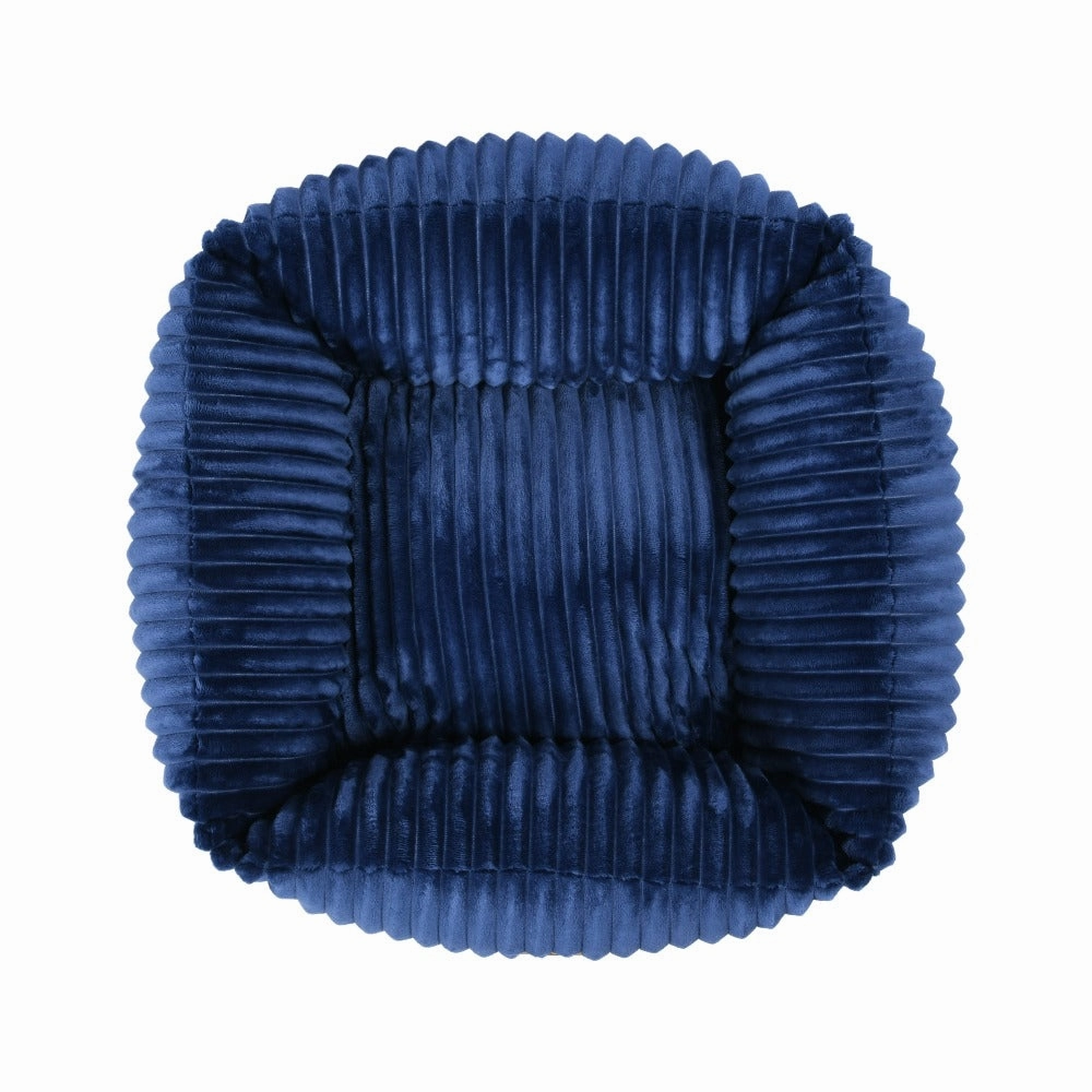 Ascher Plush Corduroy Square Pet Nest Bed - Navy
