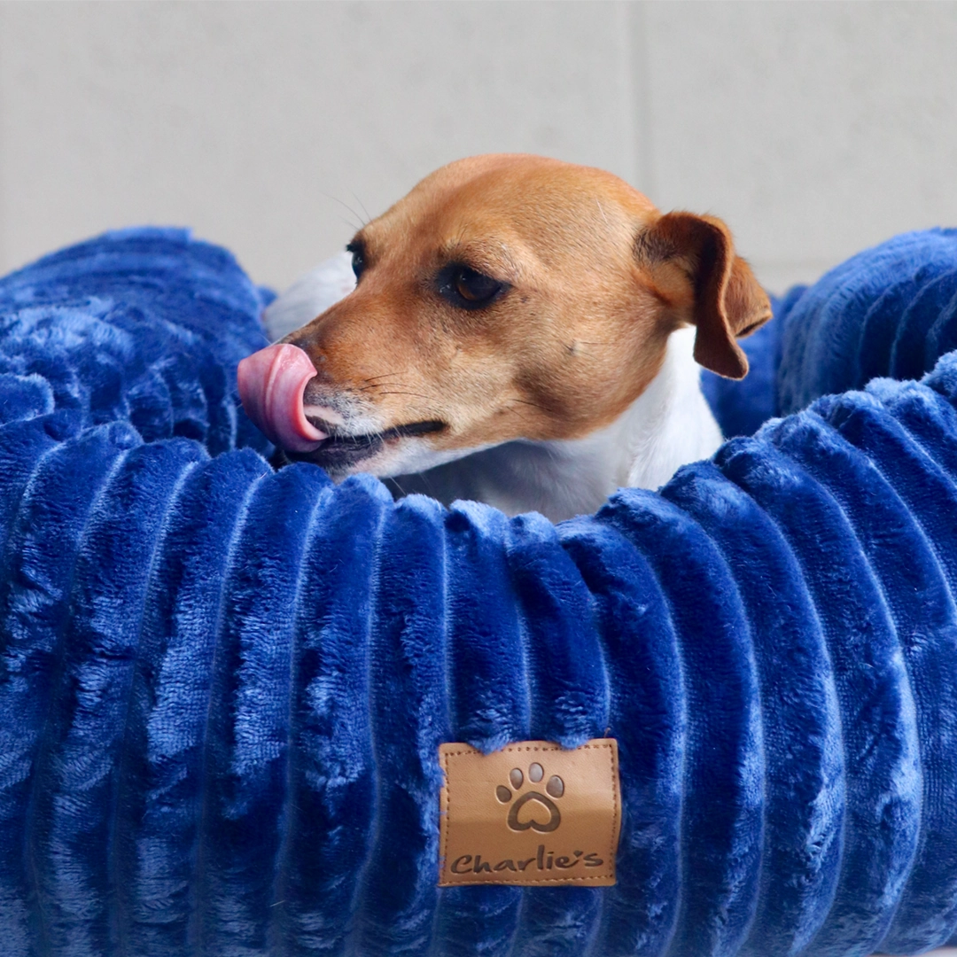 Ascher Plush Corduroy Square Pet Nest Bed - Navy