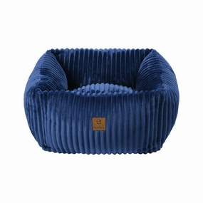 Ascher Plush Corduroy Square Pet Nest Bed - Navy