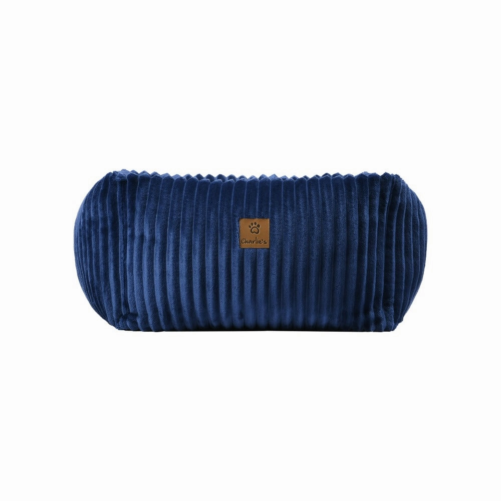 Ascher Plush Corduroy Square Pet Nest Bed - Navy