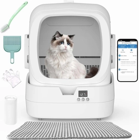 Automatic Cat Litter Box Self Cleaning - APP Control and Weight Monitoring - Ultra-Quiet, Multi-Cat Litter Box - Smart Health Monitor, Safe Anti-Pinch【Assembly Required】