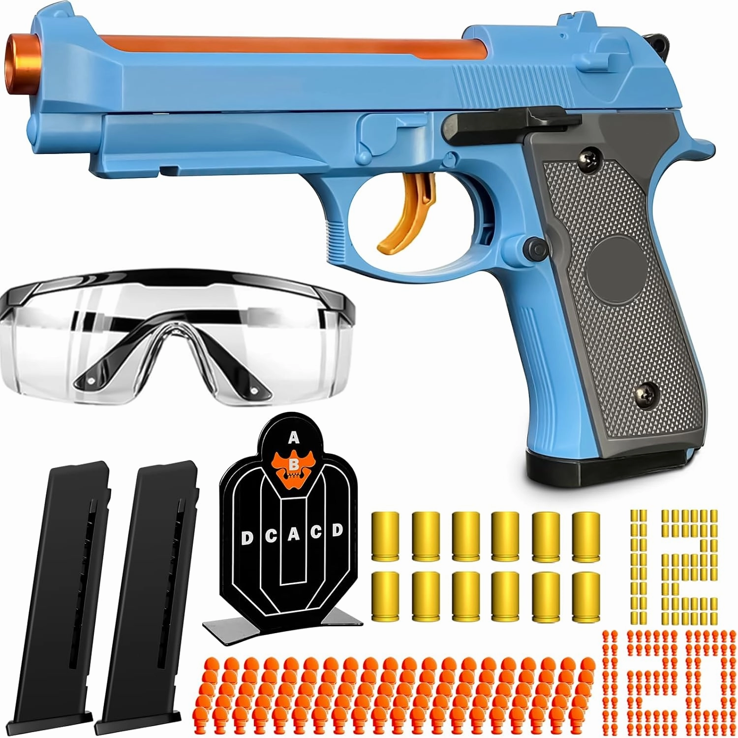 Automatic Toy Gun Shell Ejecting, Toy Gun Pistol for Boys, Education Model Realistic Toy Pistol Shooting Game Toys Gifts Christmas Birthday for Kids 8  Blue