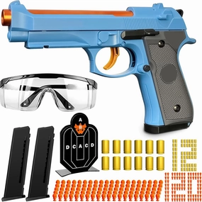 Automatic Toy Gun Shell Ejecting, Toy Gun Pistol for Boys, Education Model Realistic Toy Pistol Shooting Game Toys Gifts Christmas Birthday for Kids 8  Blue
