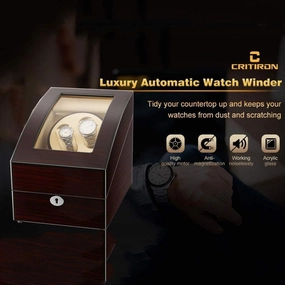 Automatic Watch Winder, with LED Light 5 Rotation Modes Quiet Motor Watches Storage Boxes 9 Styles (D)