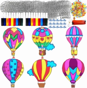 Ayhuhra 30 Sets Hot Air Balloon Suncatcher Craft Kits DIY Window Paint Art Sun Catcher Kits for Home Classroom Party Activities Art Project