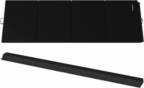 BalanceFrom Fitness 96 x 48 Inch All Purpose Exercise Mat Bundled with 8 Foot Balance Beam Foldable Gymnastic Activity Set, Black