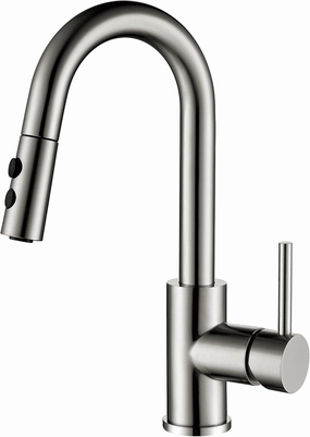 Bar Faucet with Pull Out Sprayer Single Hole, JXMMP Single Handle Stainless Steel Brushed Nickel Bar Sink Faucets with Sprayer, Modern Small Kitchen Sink Faucet with cUPC Supply Hose