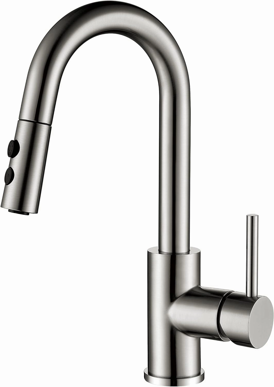 Bar Faucet with Pull Out Sprayer Single Hole, JXMMP Single Handle Stainless Steel Brushed Nickel Bar Sink Faucets with Sprayer, Modern Small Kitchen Sink Faucet with cUPC Supply Hose