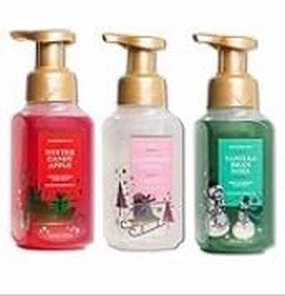 Bath & Body Works Holiday Trio Gentle Foaming Hand Soap Set of 3 - Winter Candy Apple, Vanilla Bean Noel and Champagne Toast. (Bottle Design May Vary)
