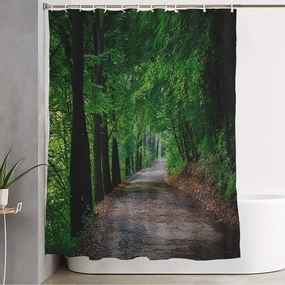 Bathroom Funny Shower Curtain with Hooks with Magical Tunnel Adventure Majestic Pathway Through Thick Forest Location Nature Parks Outdoor Durable Waterproof Bath Curtain 72" x 78"