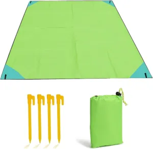 Beach Blanket Sandproof 79" x 59" Large Beach Mat Outdoor Picnic Blanket Compact Lightweight Waterproof Quick Drying Oxford Picnic Mat for Adults Travel Camping Hiking Music Festivals (Green)