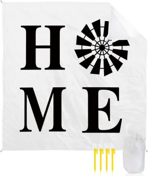 Beach Blanket Sandproof, Home Sign Windmill Rustic Farmhouse Waterproof Beach Mat Lightweight Quick Drying Picnic Blanket Beach Essentials for Travel Camping Hiking 108x84in