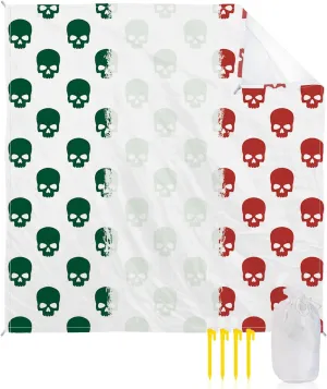 Beach Blanket Sandproof, Mexico Ethnic Mexico Flag Skull White Waterproof Beach Mat Lightweight Quick Drying Picnic Blanket Beach Essentials for Travel Camping Hiking 95x80in