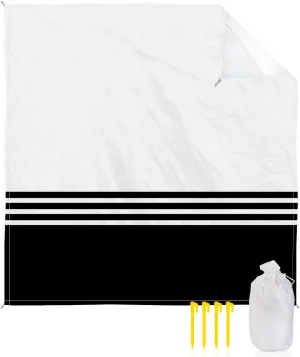 Beach Blanket Sandproof, Modern Art Black White Simple Striped Farmhouse Waterproof Beach Mat Lightweight Quick Drying Picnic Blanket Beach Essentials for Travel Camping Hiking 95x80in