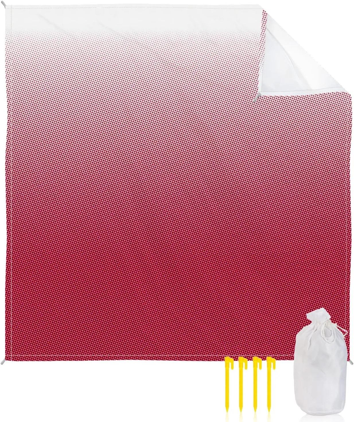 Beach Blanket Sandproof, Solid Gradient Polka Dot Red Waterproof Beach Mat Lightweight Quick Drying Picnic Blanket Beach Essentials for Travel Camping Hiking 118x108in