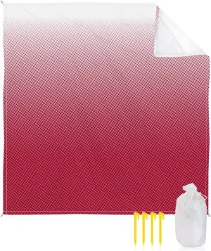 Beach Blanket Sandproof, Solid Gradient Polka Dot Red Waterproof Beach Mat Lightweight Quick Drying Picnic Blanket Beach Essentials for Travel Camping Hiking 118x108in