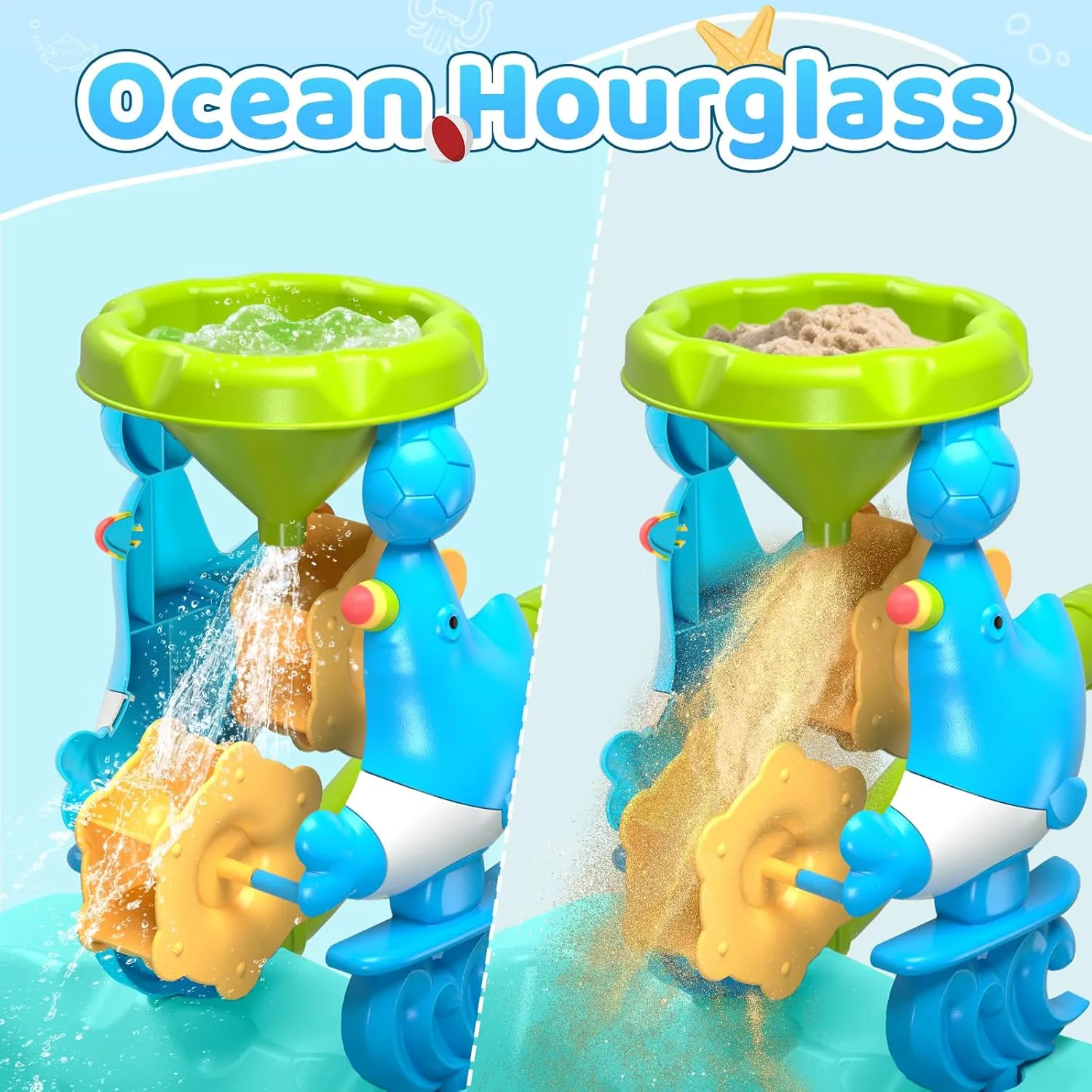 Beach Water Sand Toys for Kids - Beach Toy Trolley Car with Shovel Tool Kit, Beach Bucket & Animal Molds - Summer Outdoor Gift Sensory Sand Toys for Boys Girls Toddlers 3-5